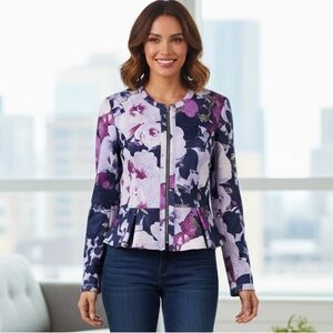 Zip Front Scuba Blazer Size L